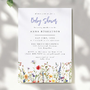 Farbige Baby-Party-Einladung mit Wildblumen Einladung