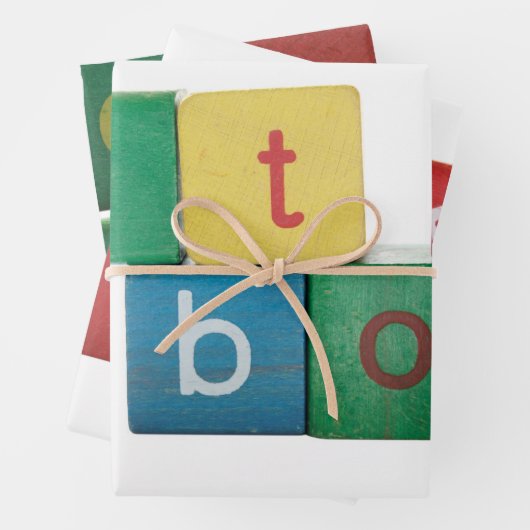 Farbige Babyblöcke Geschenkpapier Set (Beispiel)