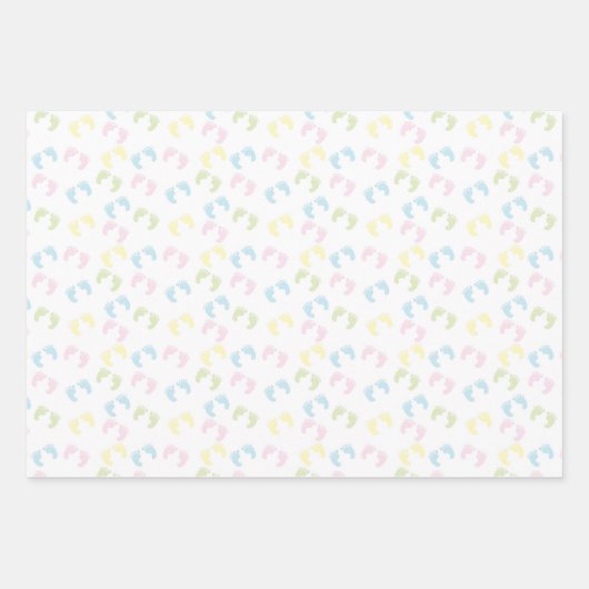Farbige Babyfußdrucke Geschenkpapier Set (Vorderseite 3)