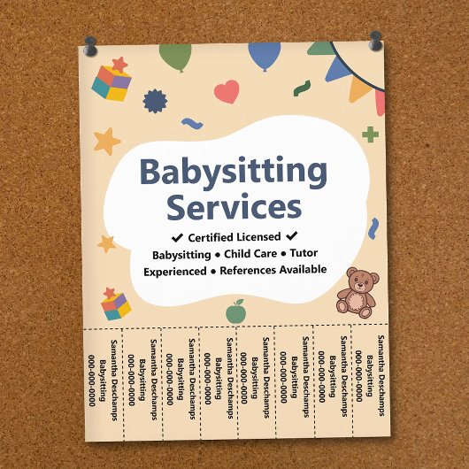Farbige Babysitting-Service-Abriss-Streifen Flyer