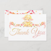 Farbige Babywäsche / Lamm Dankeschön-Karte Dankeskarte (Vorne/Hinten)