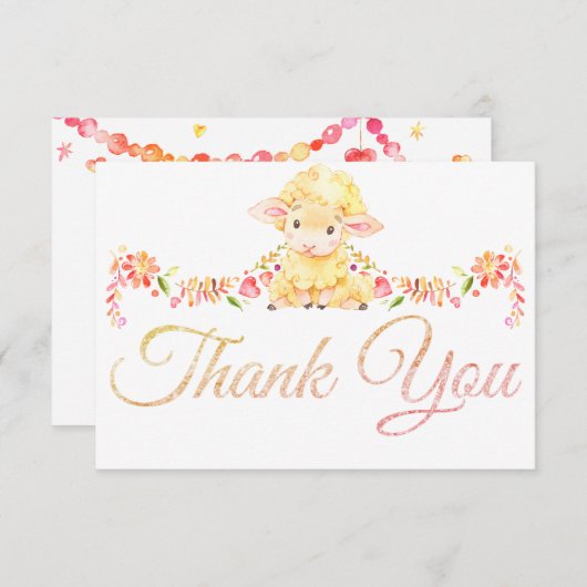 Farbige Babywäsche / Lamm Dankeschön-Karte Dankeskarte (Vorne/Hinten)