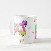 Farbige Back-to-School-Kunstgestaltung. Kaffeetasse (Vorderseite Links)