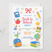 Farbige Back-to-School-Party Einladung (Vorderseite)