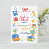 Farbige Back-to-School-Party Einladung (Stehend Vorderseite)
