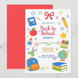 Farbige Back-to-School-Party Einladung