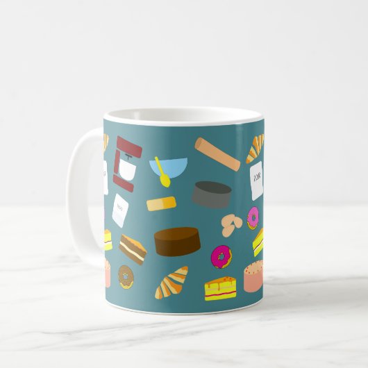 Farbige Backwaren und Backwaren Kaffeetasse (Vorderseite Links)