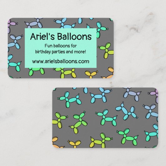 Farbige Ballon Twister Business Card Visitenkarte (Vorne/Hinten)