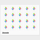 Farbige Ballons mit Ribbons Quadratischer Aufkleber (Blatt)