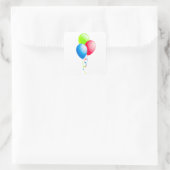 Farbige Ballons mit Ribbons Quadratischer Aufkleber (Tasche)