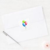 Farbige Ballons mit Ribbons Quadratischer Aufkleber (Umschlag)