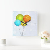 Farbige Ballons quadratische Wanduhr (Zuhause)