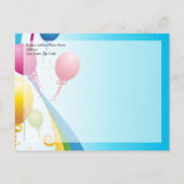 Farbige Balloons | Curly Ribbons Einladungspostkarte (Rückseite)