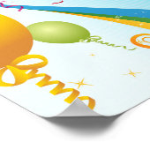 Farbige Balloons | Curly Ribbons Poster (Ecke)