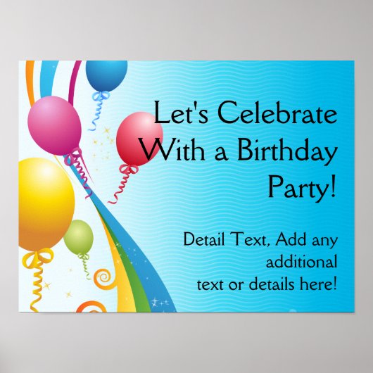 Farbige Balloons | Curly Ribbons Poster (Vorne)