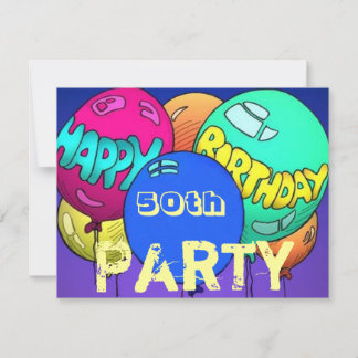 Farbige Balloons Geburtstagsparty ~w/Age-Vorlage Einladung
