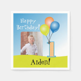 Farbige Balloons | Kindererbe 1. Geburtstag Foto Serviette