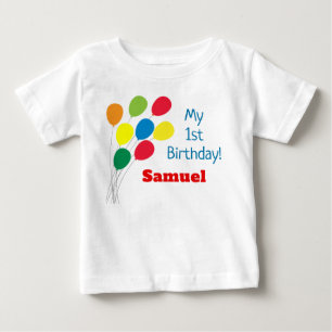 Farbige Balloons Mein erster Geburtstag Baby T-shirt