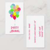 Farbige Balloons Party Planer Business Card Visitenkarte (Vorne/Hinten)