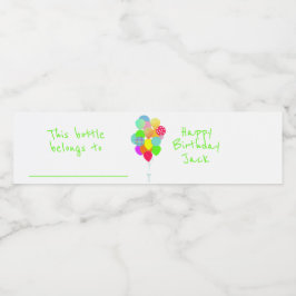 Farbige Balloons Personalisiert Wasserflaschenetikett