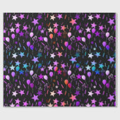 Farbige Balloons und Stars Umschlagpapier Geschenkpapier (Flach)