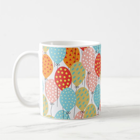 Farbige Balloons Variation Nahtloses Muster Kaffeetasse (Links)