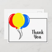 Farbige Balloons Vielen Dank Postkarte (Vorne/Hinten)