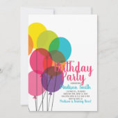 Farbige Balloons zum Geburtstag Einladung (Vorderseite)
