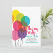 Farbige Balloons zum Geburtstag Einladung (Stehend Vorderseite)