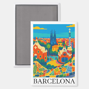 Farbige Barcelona Spanien Reise Sagrada Familia Magnet