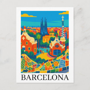 Farbige Barcelona Spanien Reise Sagrada Familia Postkarte
