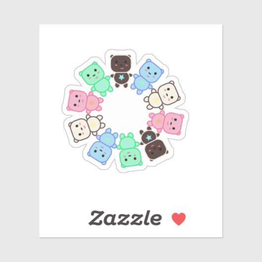 Farbige Bären Aufkleber (Blatt)