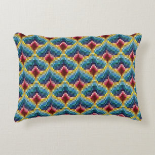 Farbige Bargello Stickerei Boho Chic Muster Dekokissen