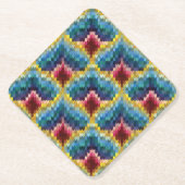 Farbige Bargello Stickerei Boho Chic Muster Untersetzer (Vorderseite)