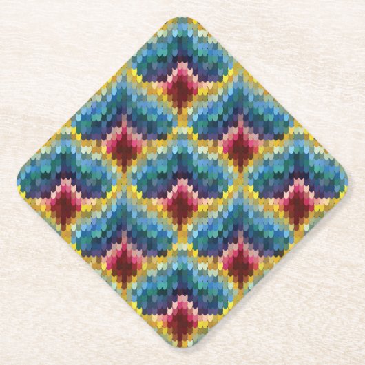 Farbige Bargello Stickerei Boho Chic Muster Untersetzer (Vorderseite)