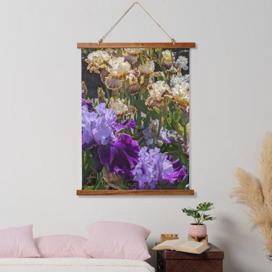 Farbige Bartirisengarten Blumendekor Wandteppich Mit Holzrahmen (Schlafzimmer)