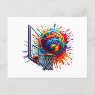 Farbige Basketball-Gefärbte Krawatte Basketballkor Feiertagspostkarte