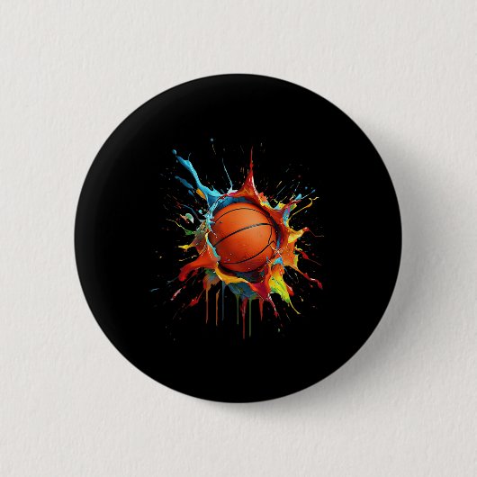 Farbige Basketball Splash Slam Dunk Basketball Sp Button (Vorderseite)