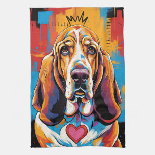 Farbige Basset Hound Pop-Art Küchentücher