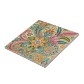 Farbige Batik-Boho-Botanik-Aquarell Fliese (Seite)