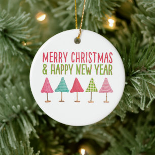 Farbige Bäume Frohe Weihnachten & ein glückliches Keramik Ornament