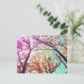 Farbige Bäume Postkarte (Stehend Vorderseite)