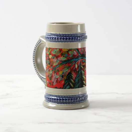 Farbige Bäume und Flussgemälde Bierglas (Vorderseite Links)