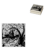 Farbige Bäume und Flussgemälde Gummistempel (Stempel)