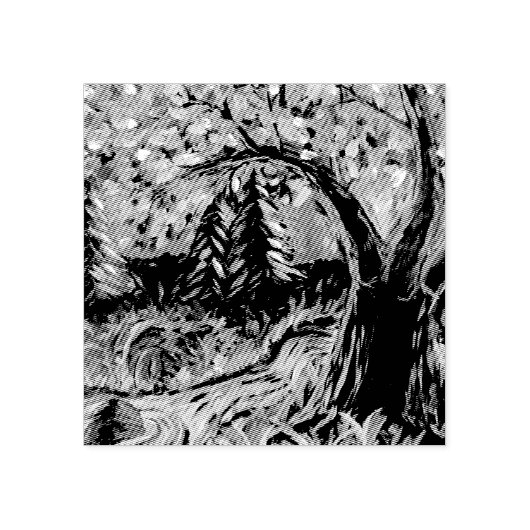 Farbige Bäume und Flussgemälde Gummistempel (Prägung)