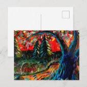 Farbige Bäume und Flussgemälde Postkarte (Vorne/Hinten)