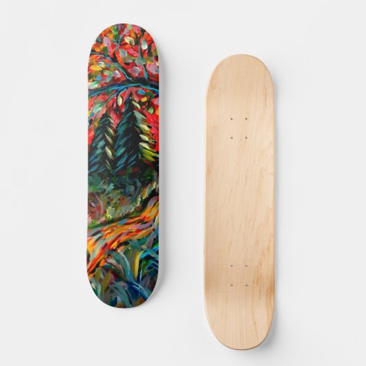 Farbige Bäume und Flussgemälde Skateboard (Vorderseite)