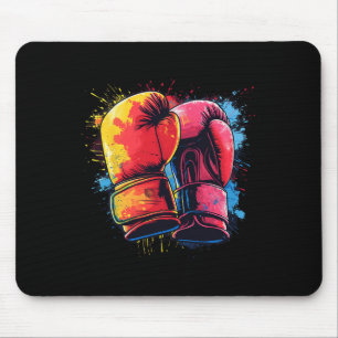 Farbige bemalte Boxhandschuhe beim künstlerischen Mousepad