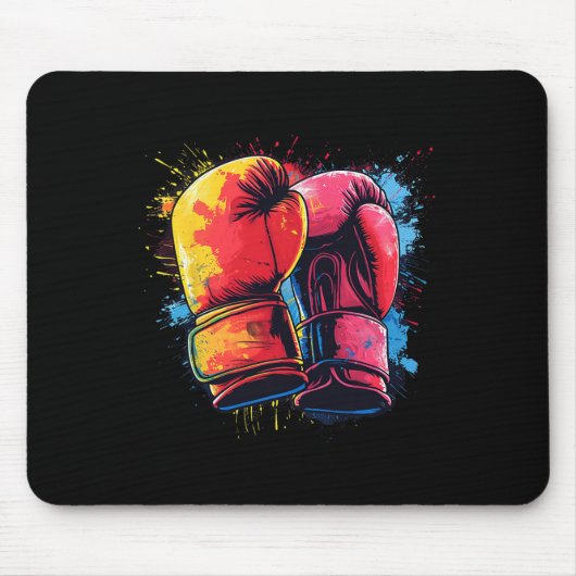 Farbige bemalte Boxhandschuhe beim künstlerischen  Mousepad (Vorne)