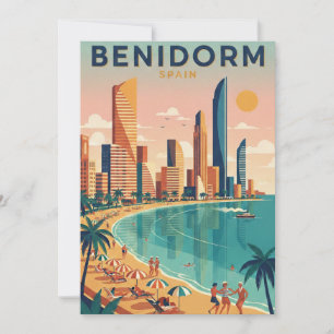 Farbige Benidorm Spanien Costa Blanca Illustration Karte